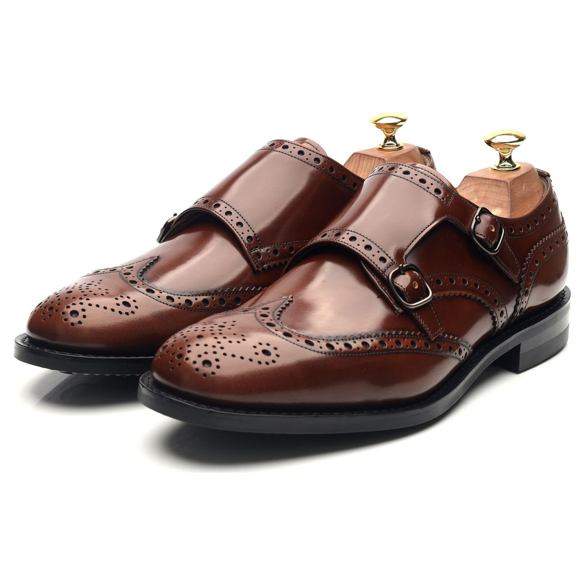 &#39;Seaforth&#39; Brown Leather Double Monk Strap UK 8.5 F