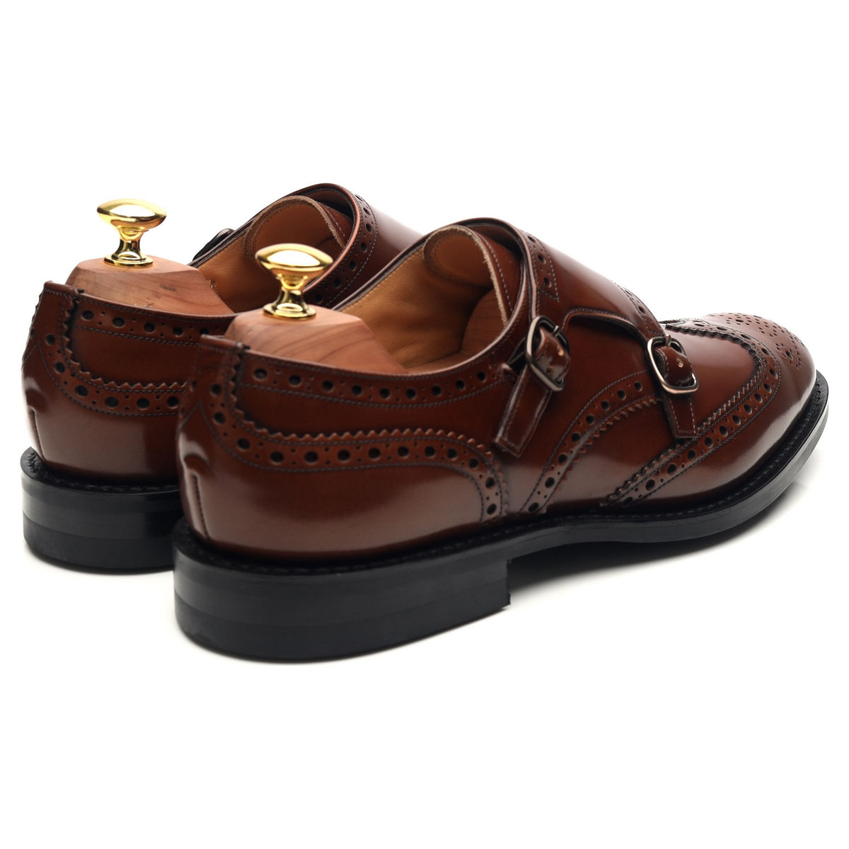 &#39;Seaforth&#39; Brown Leather Double Monk Strap UK 8.5 F
