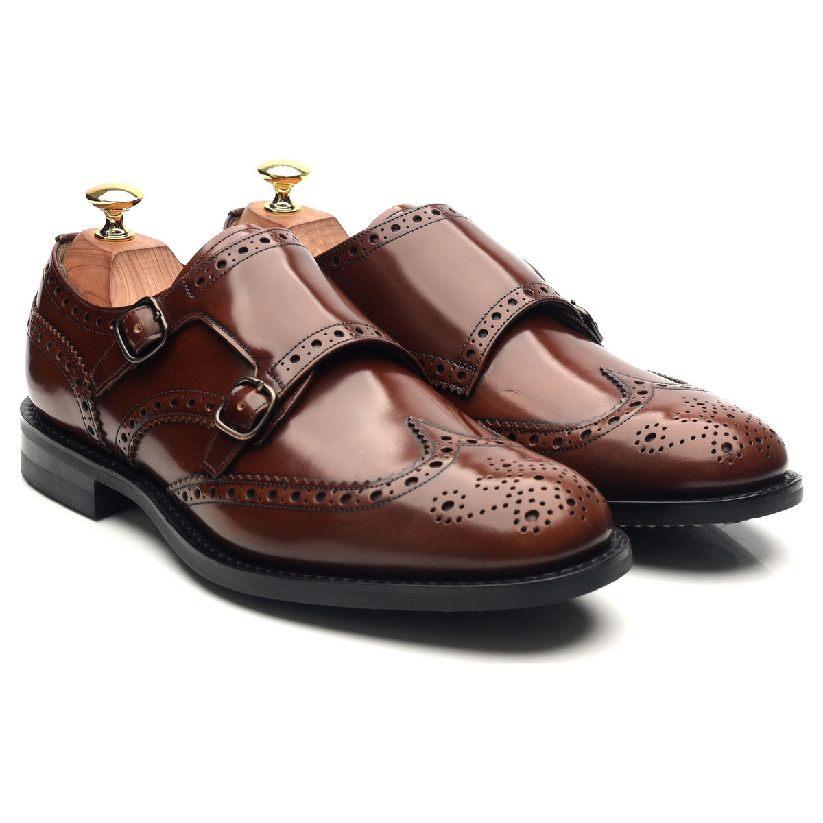 &#39;Seaforth&#39; Brown Leather Double Monk Strap UK 8.5 F