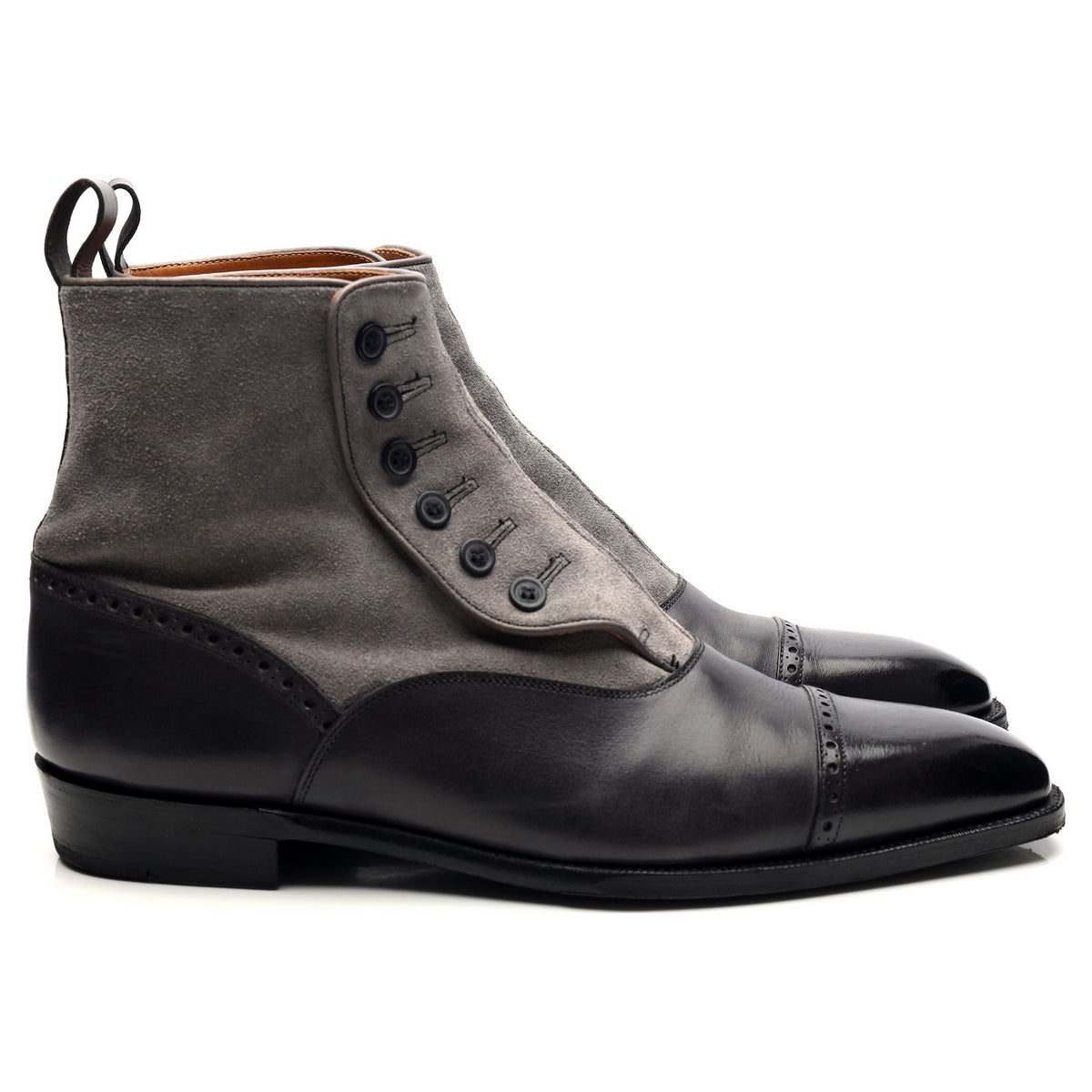 &#39;Blue Ridge&#39; Dark Grey Leather Button Boots UK 11 E