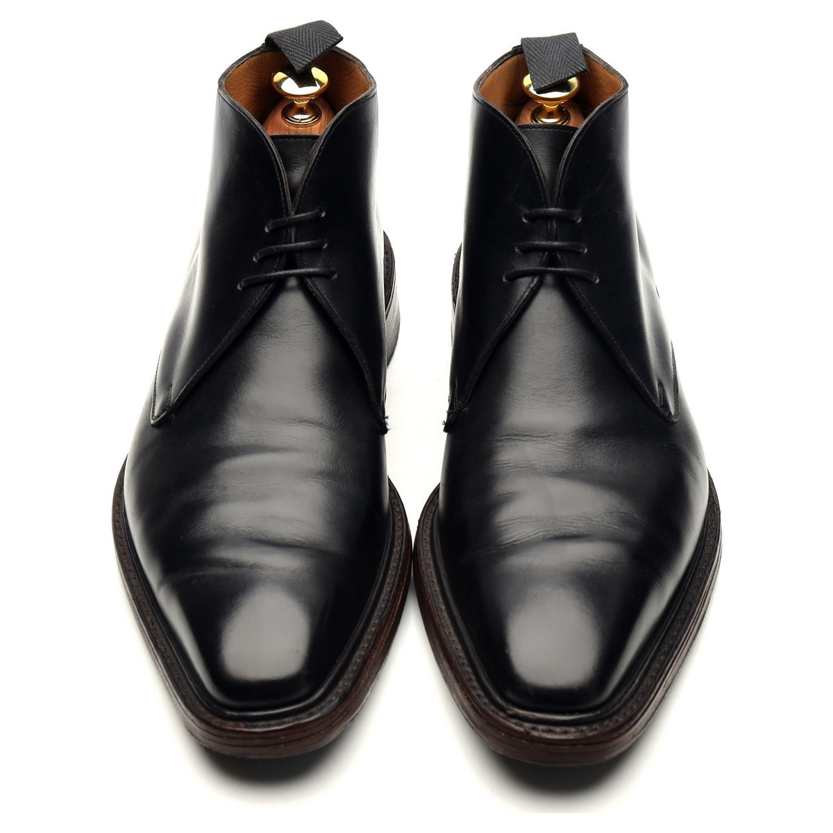 &#39;Wade&#39; Black Leather Chukka Boots UK 8 F