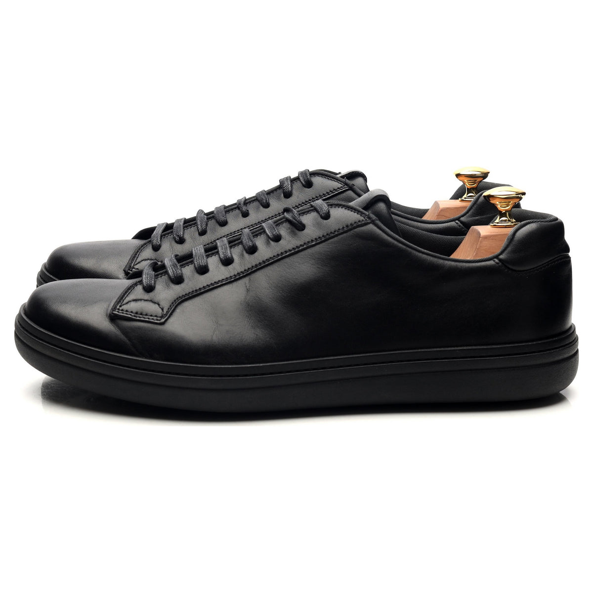&#39;Mirfield&#39; Black Leather Sneakers UK 10