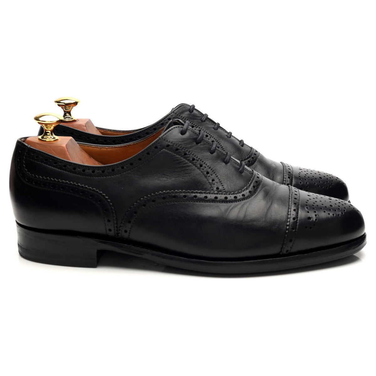 Gieves &amp; Hawkes Black Leather Oxford Brogues UK 8.5 F