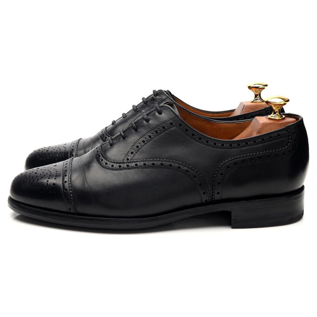 Gieves &amp; Hawkes Black Leather Oxford Brogues UK 8.5 F