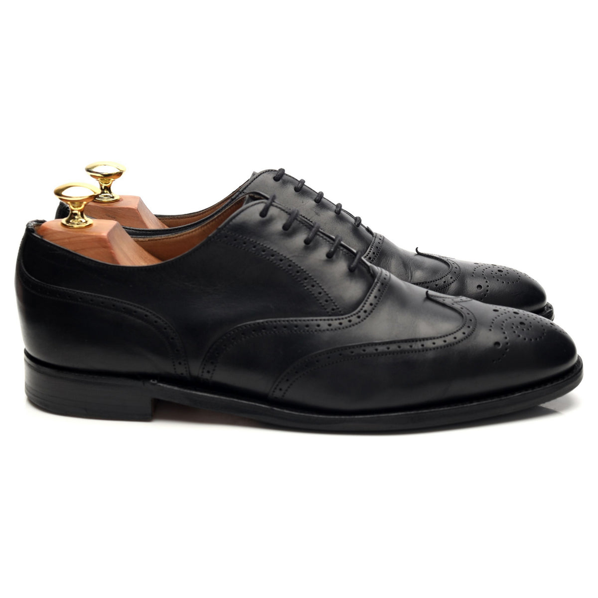 &#39;PA020&#39; Black Leather Oxford Brogues UK 8 F