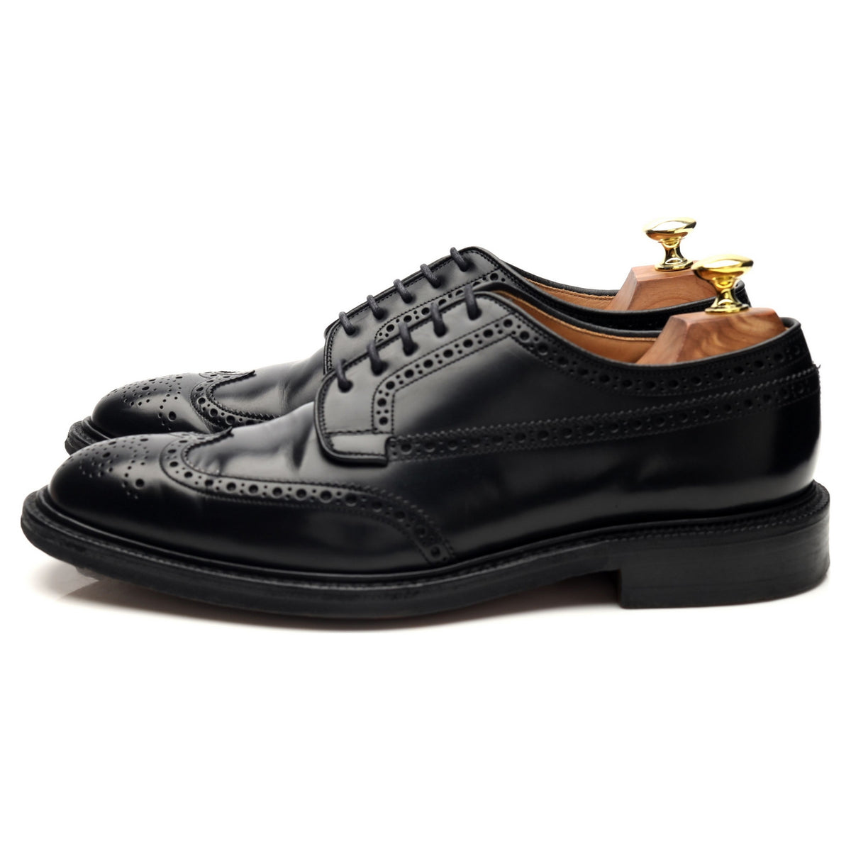 &#39;Grafton&#39; Black Leather Derby Brogues UK 7.5 F