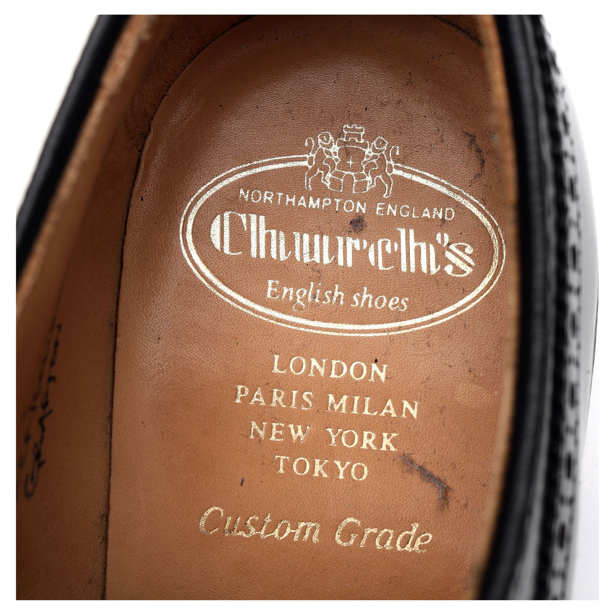 &#39;Grafton&#39; Black Leather Derby Brogues UK 7.5 F
