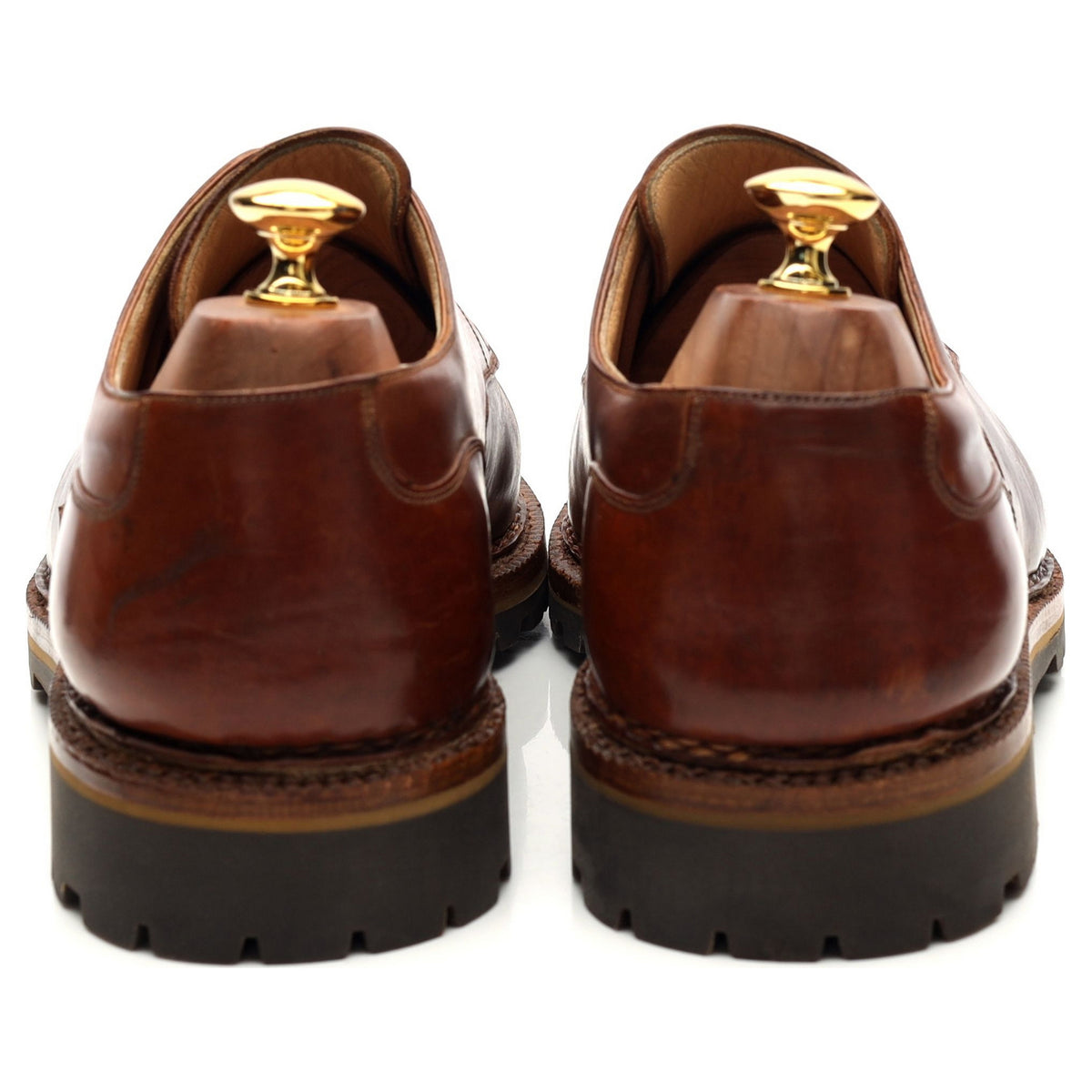 &#39;Singapore&#39; Ravello Brown Cigar Cordovan Leather Split Toe Derby UK 10.5