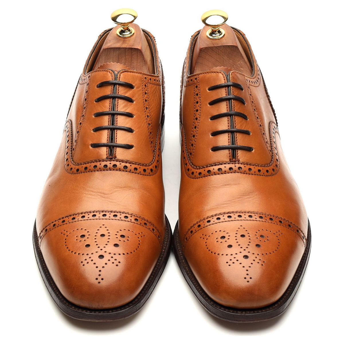 1880 &#39;Durham&#39; Tan Brown Leather Oxford Brogues UK 10.5 F