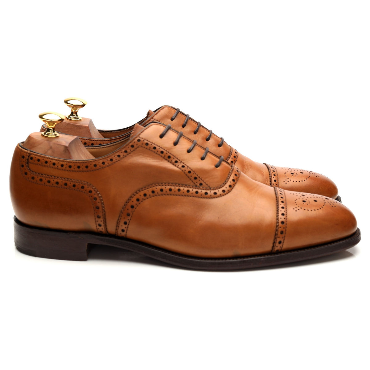 1880 &#39;Durham&#39; Tan Brown Leather Oxford Brogues UK 10.5 F