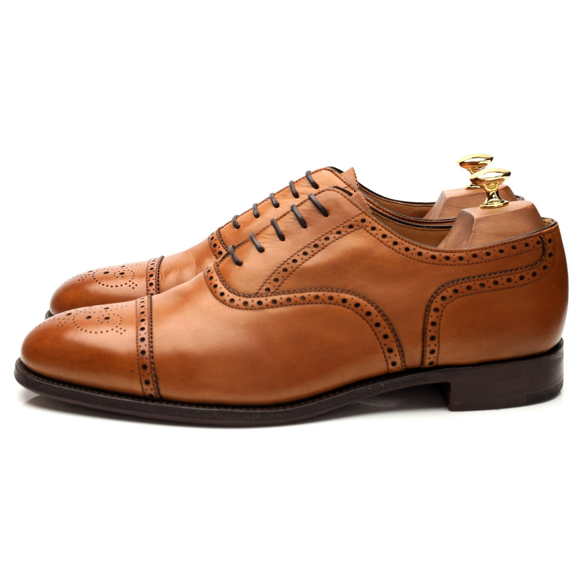 1880 &#39;Durham&#39; Tan Brown Leather Oxford Brogues UK 10.5 F