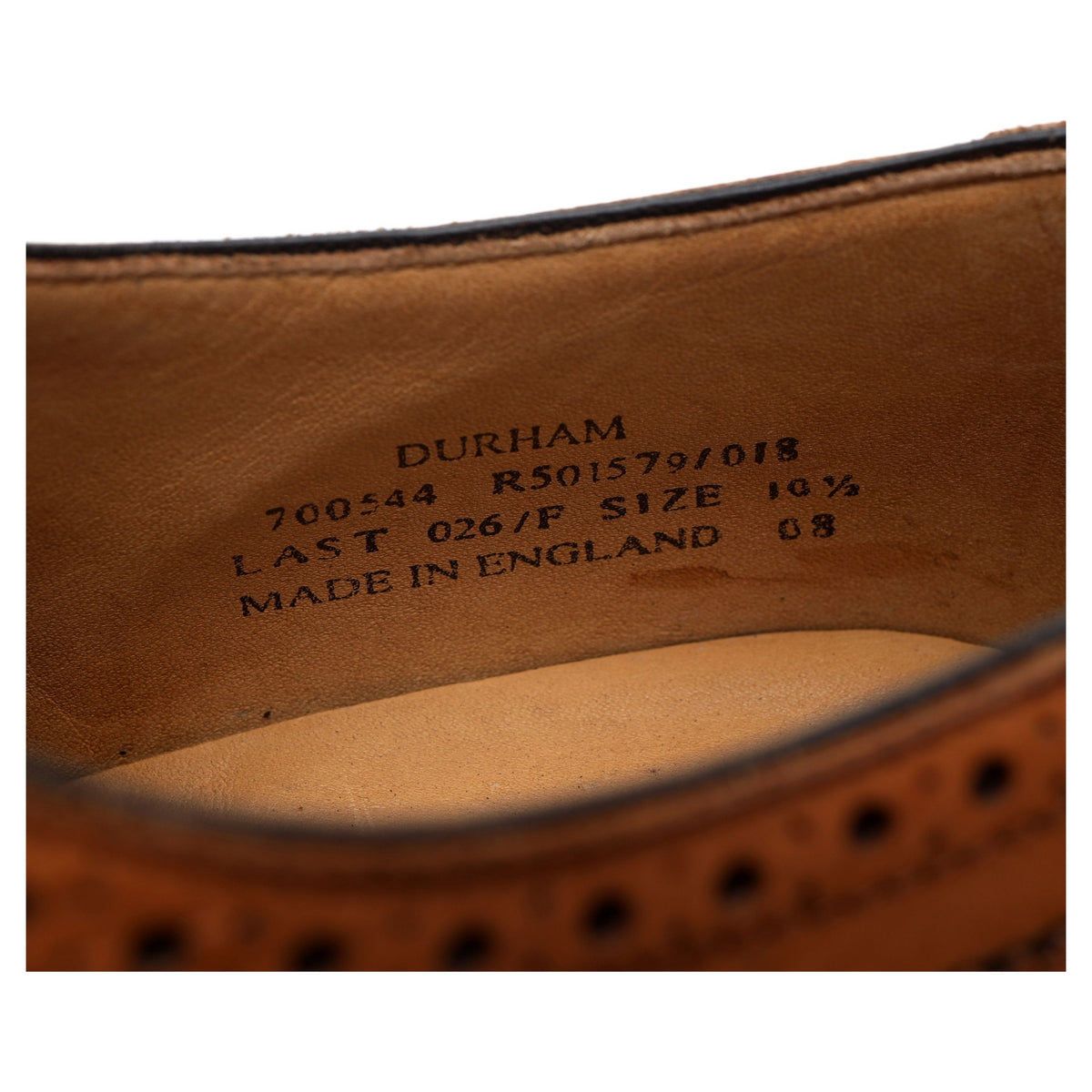 1880 &#39;Durham&#39; Tan Brown Leather Oxford Brogues UK 10.5 F