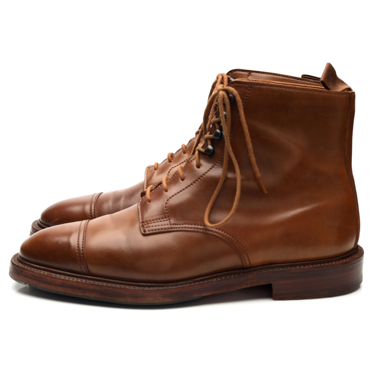 &#39;Harlech&#39; Brown Whiskey Cordovan Leather Boots UK 7 E