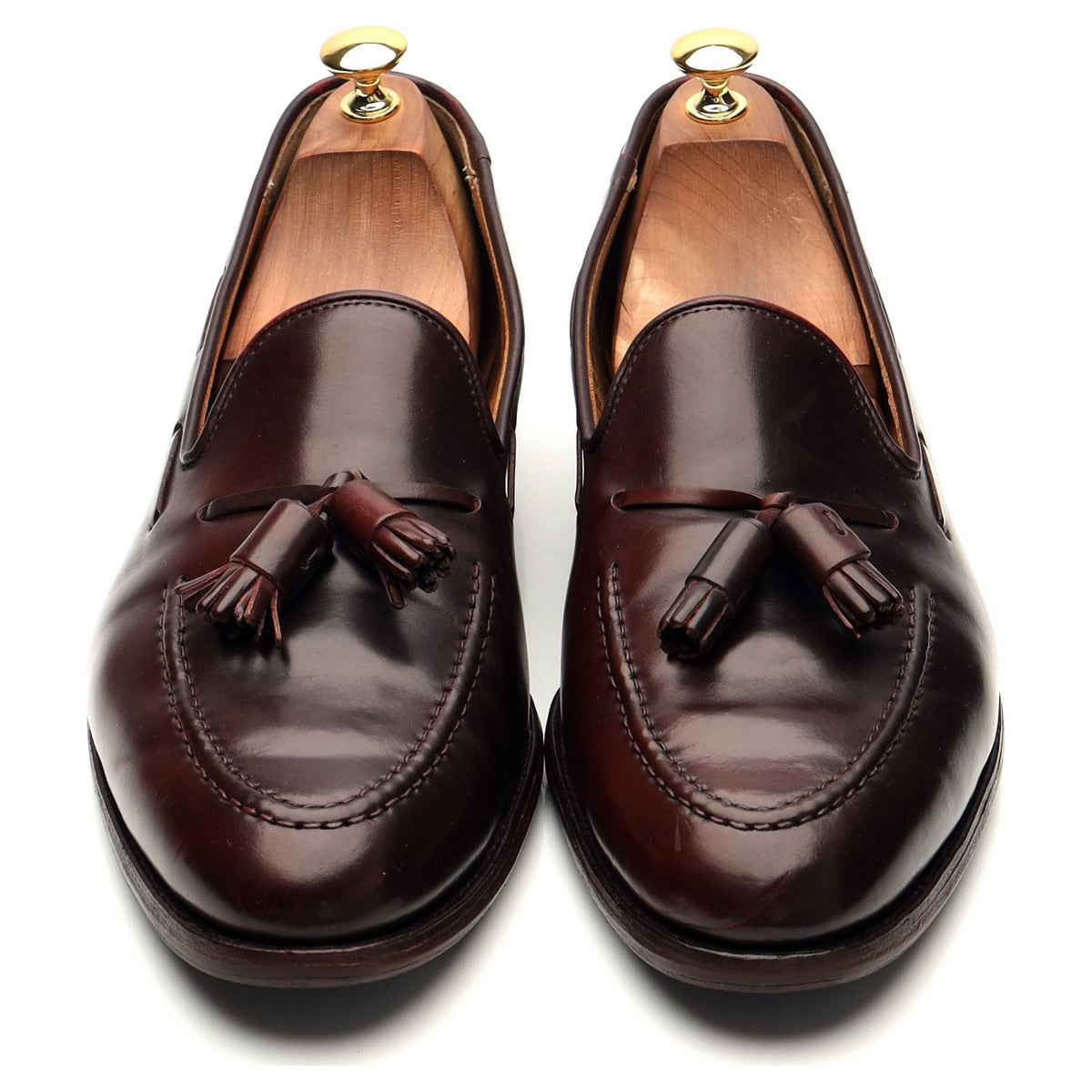 &#39;Cavendish&#39; Burgundy Cordovan Leather Tassel Loafers UK 10 E