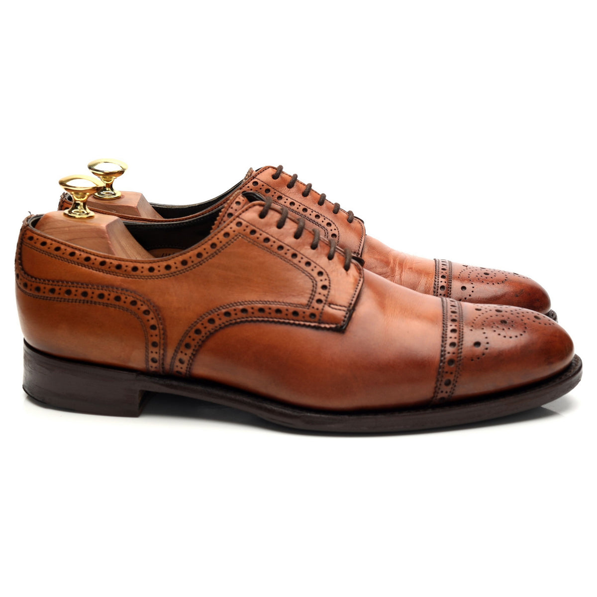 &#39;Union II&#39; Tan Brown Leather Derby Brogues UK 8 F