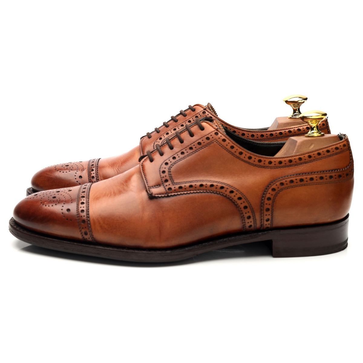 &#39;Union II&#39; Tan Brown Leather Derby Brogues UK 8 F