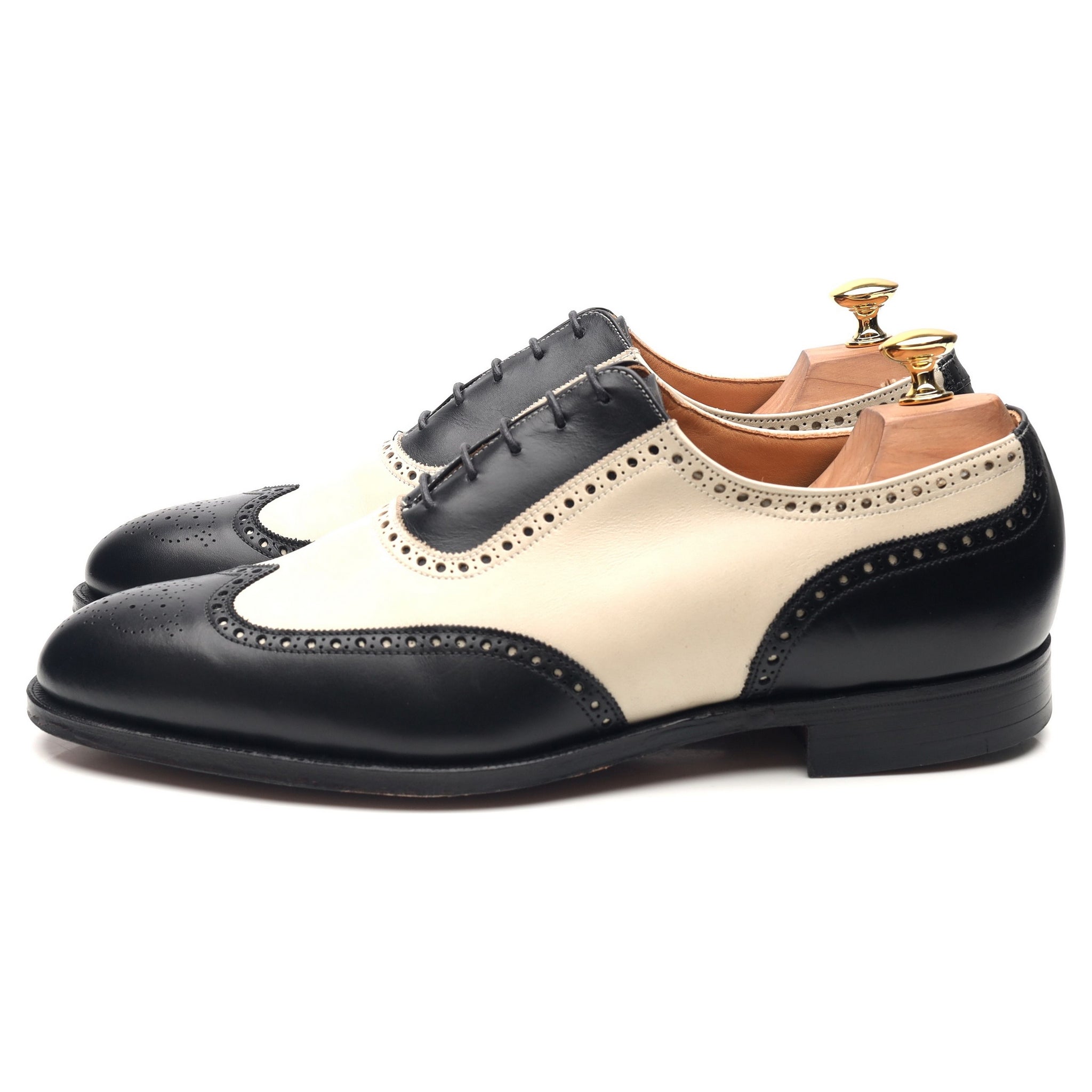 New & Lingwood Two Tone Black Cream Leather Brogues UK 10 E