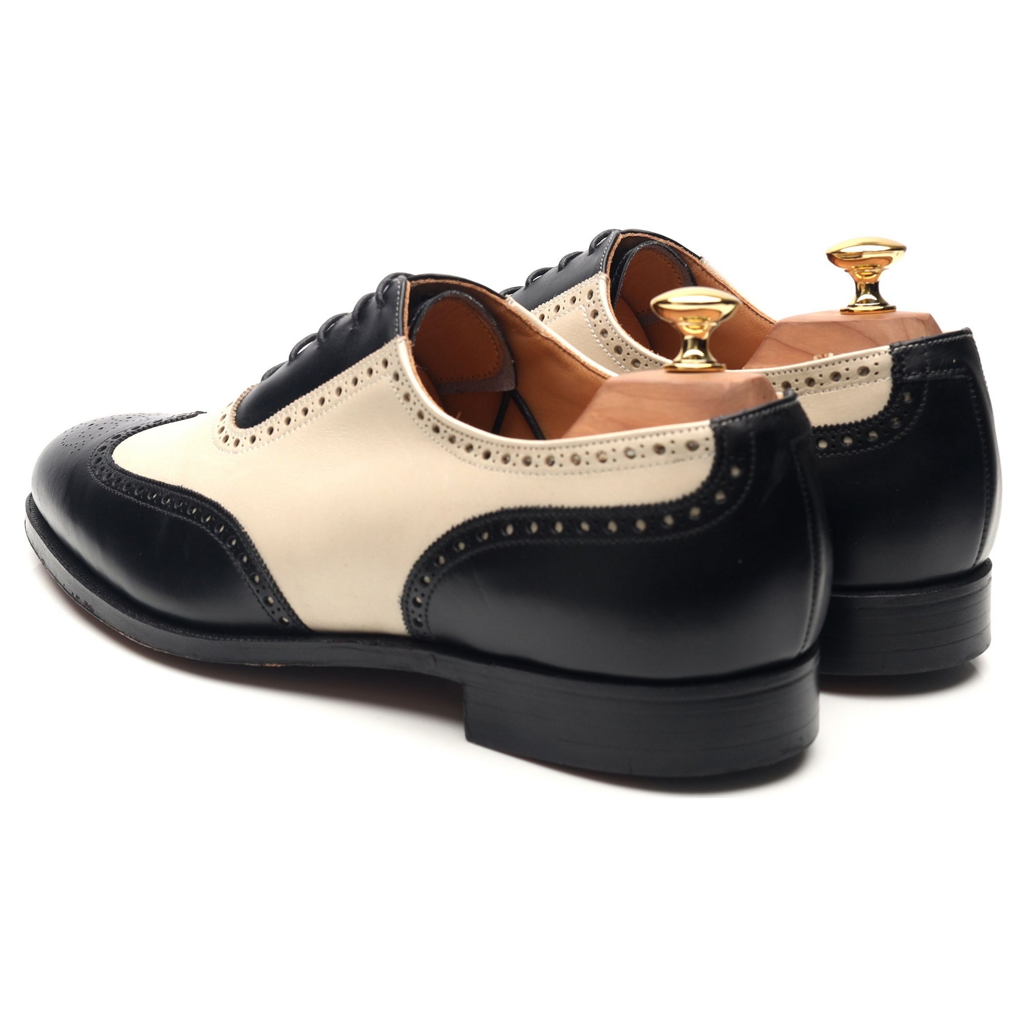 New & Lingwood Two Tone Black Cream Leather Brogues UK 10 E