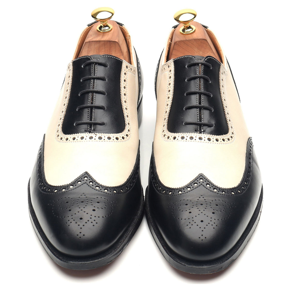 New & Lingwood Two Tone Black Cream Leather Brogues UK 10 E