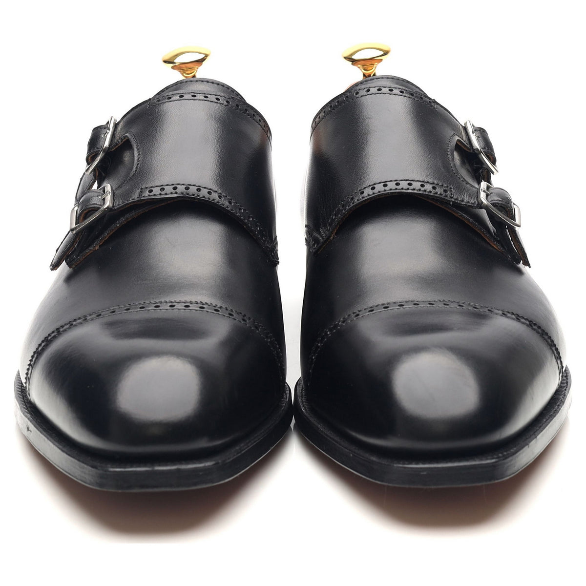 New &amp; Lingwood Black Leather Double Monk Straps UK 10.5 E