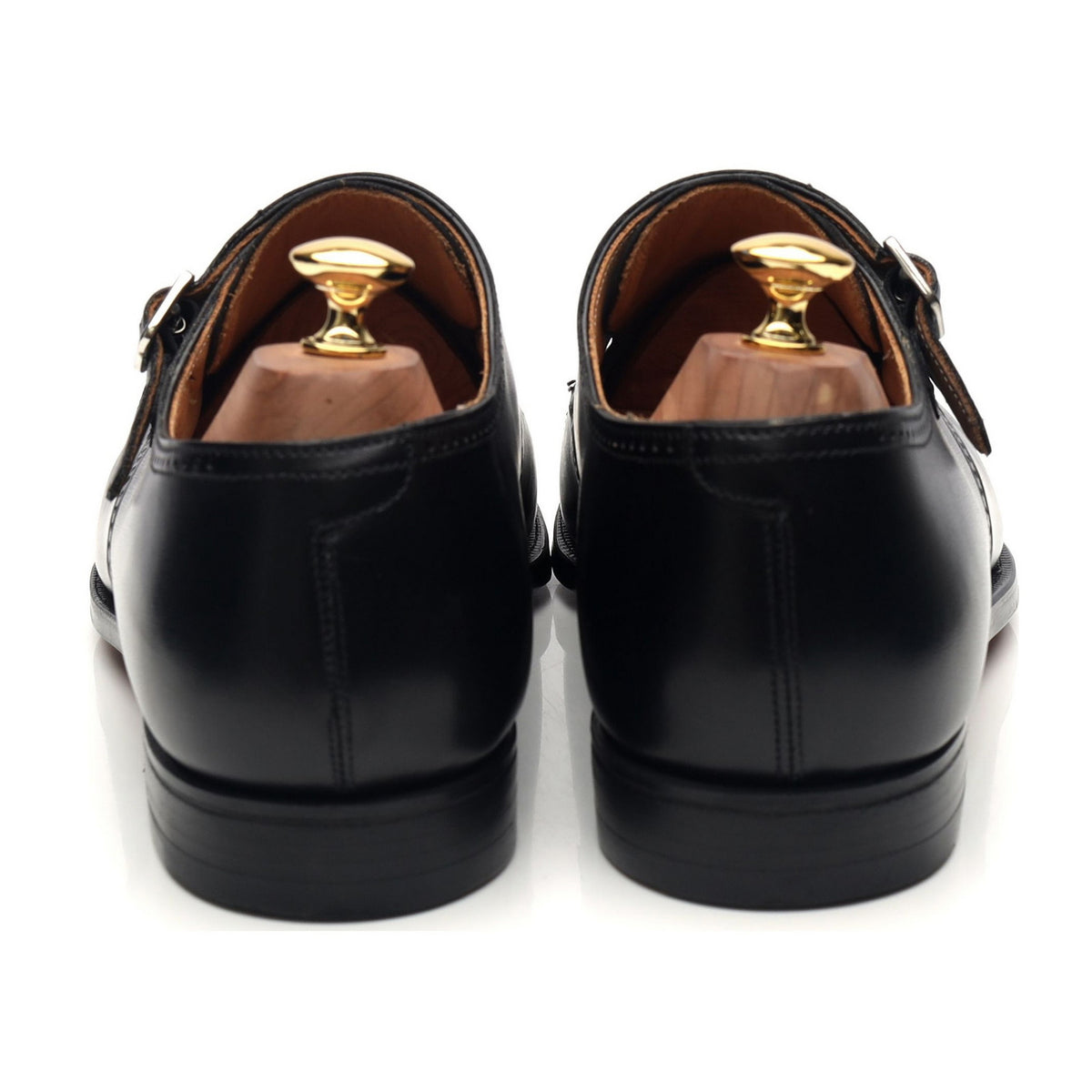 New &amp; Lingwood Black Leather Double Monk Straps UK 10.5 E