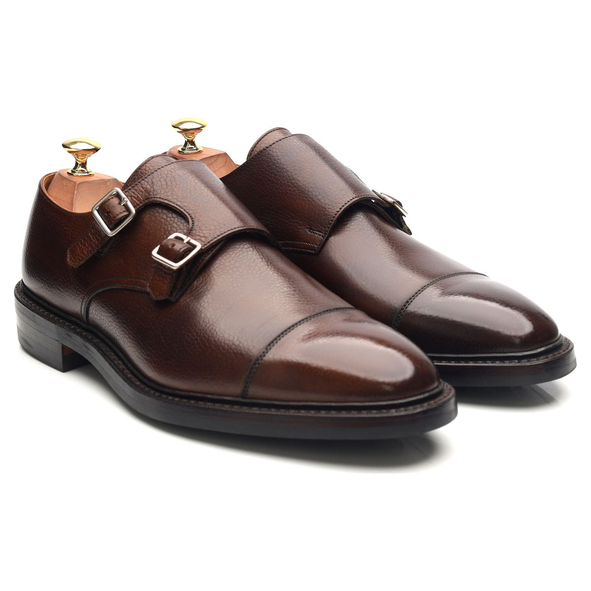 New &amp; Lingwood Dark Brown Leather Double Monk Straps UK 9.5 E