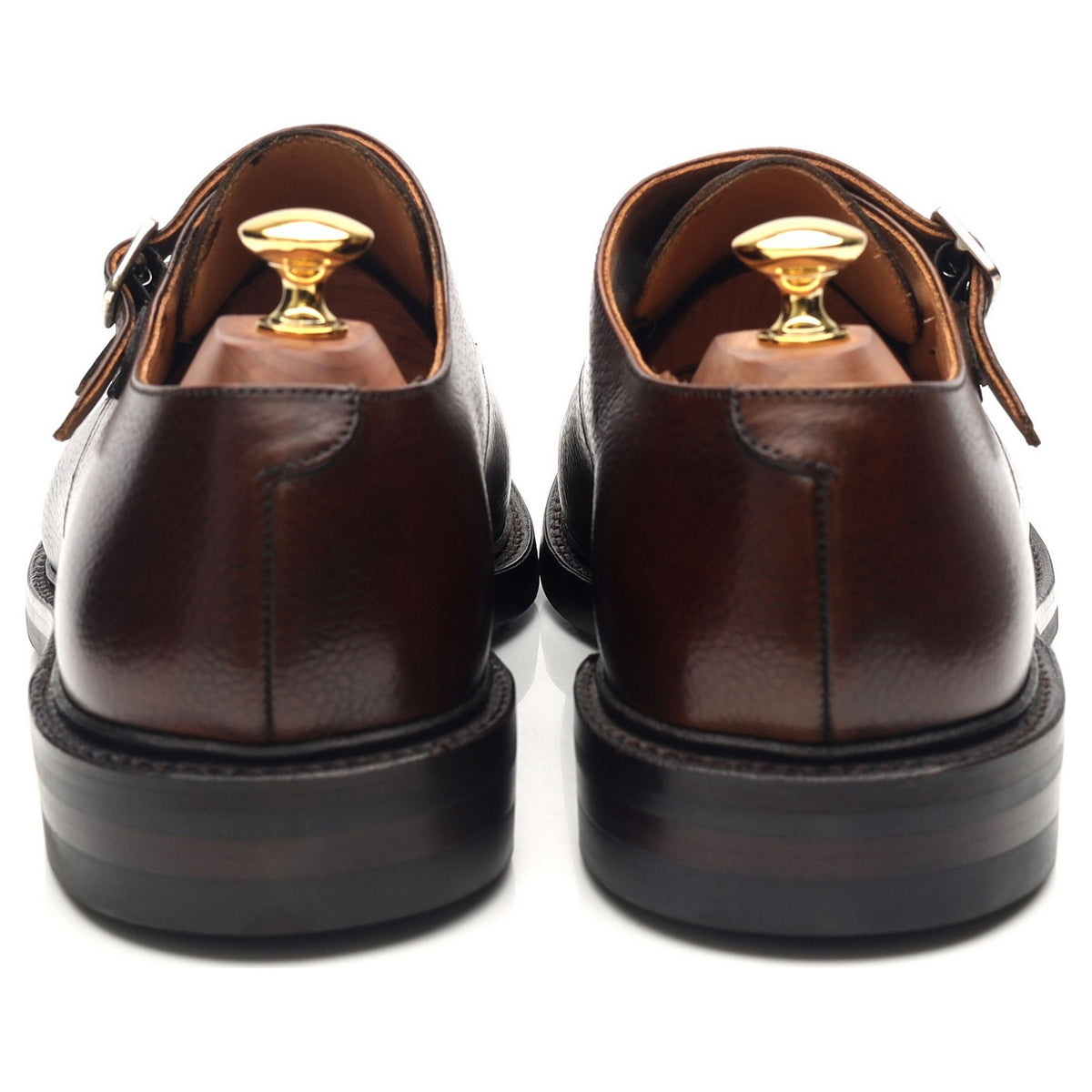 New &amp; Lingwood Dark Brown Leather Double Monk Straps UK 9.5 E