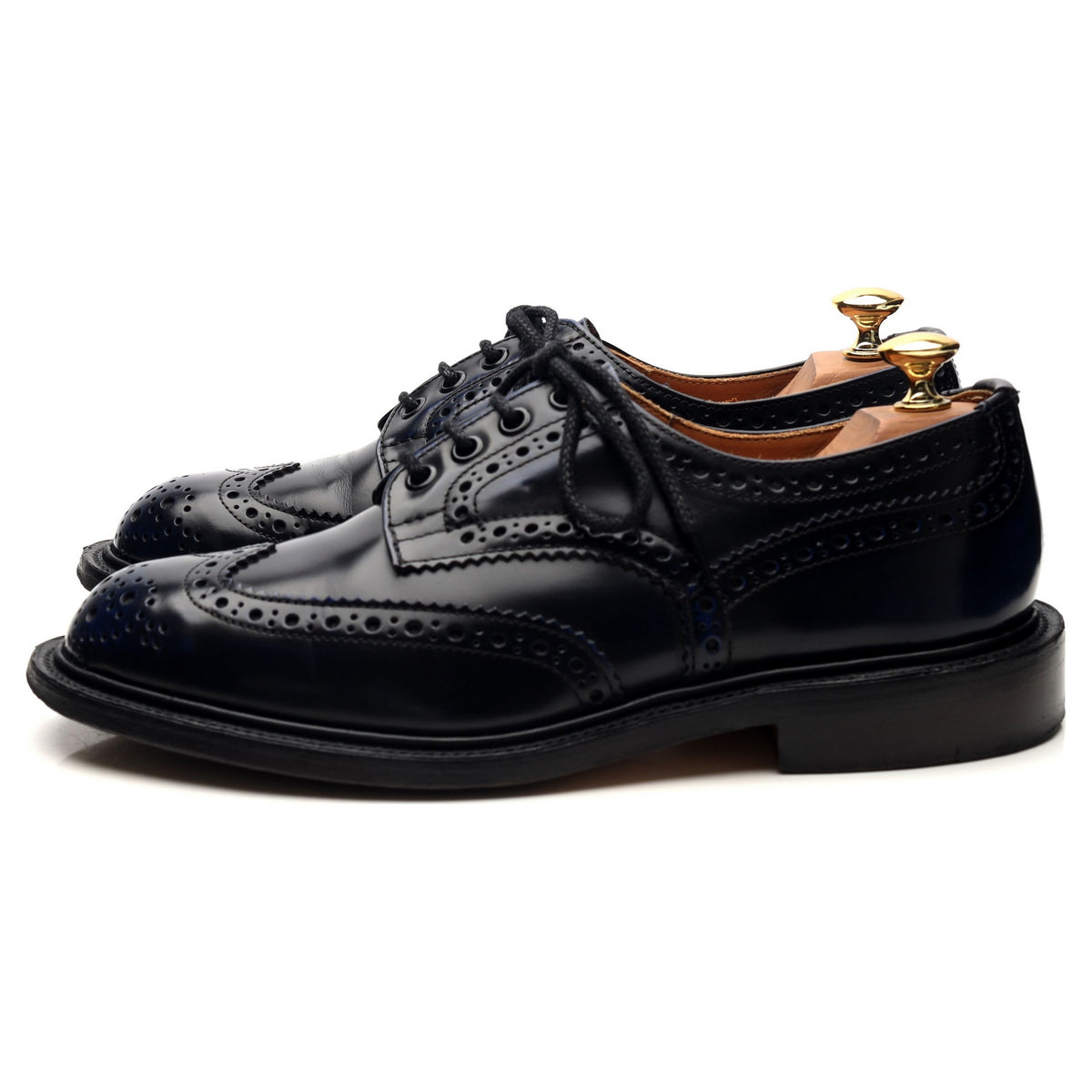 &#39;Bourton&#39; Navy Blue Leather Derby Brogues UK 6.5