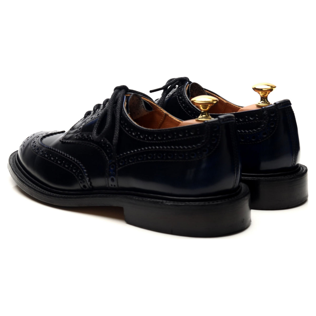 &#39;Bourton&#39; Navy Blue Leather Derby Brogues UK 6.5