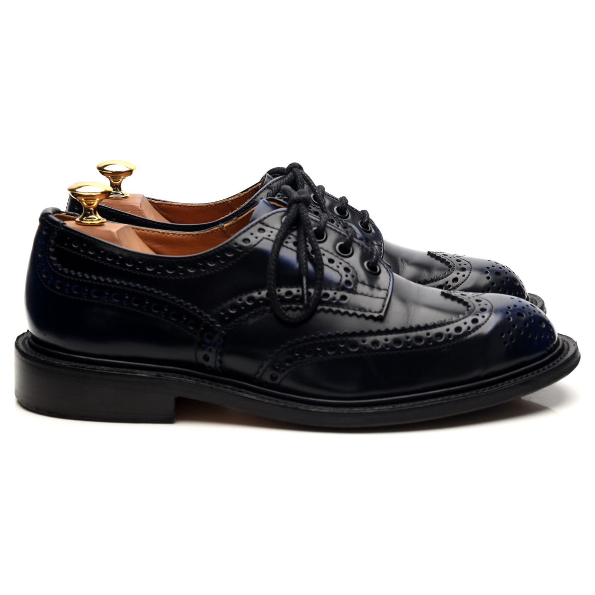 &#39;Bourton&#39; Navy Blue Leather Derby Brogues UK 6.5