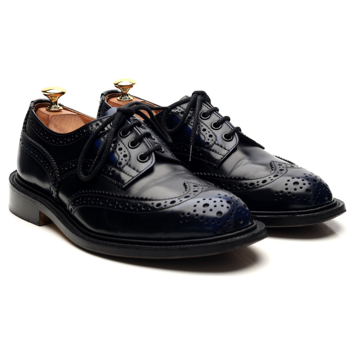 &#39;Bourton&#39; Navy Blue Leather Derby Brogues UK 6.5