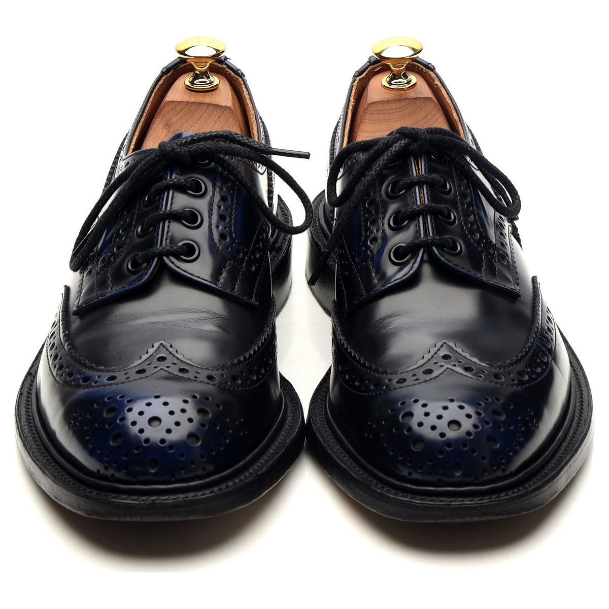 &#39;Bourton&#39; Navy Blue Leather Derby Brogues UK 6.5