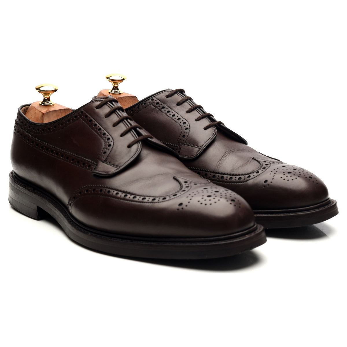 &#39;Grafton&#39; Dark Brown Leather Derby Brogues UK 10.5 G