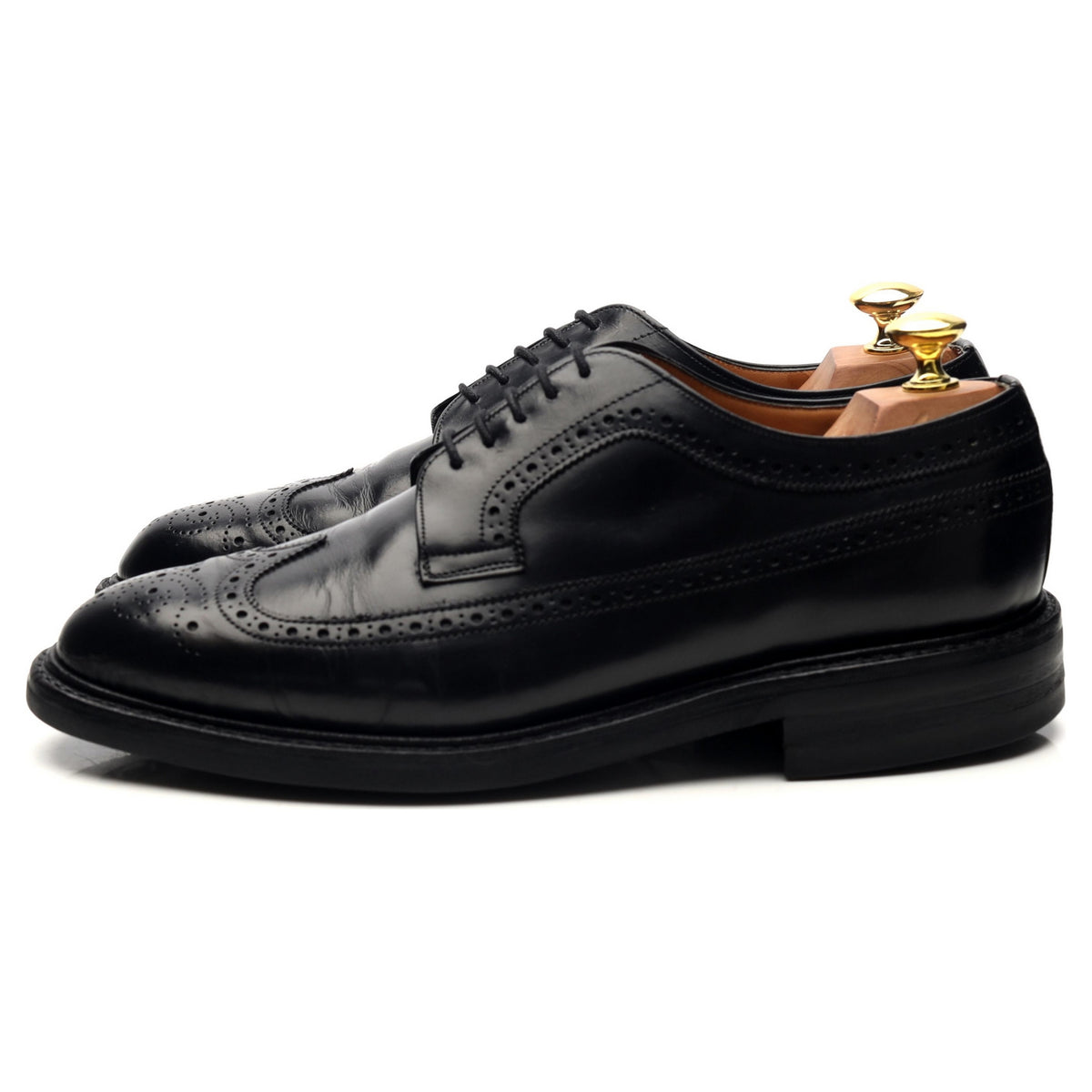 &#39;Romney&#39; Black Leather Derby Brogues UK 8 F