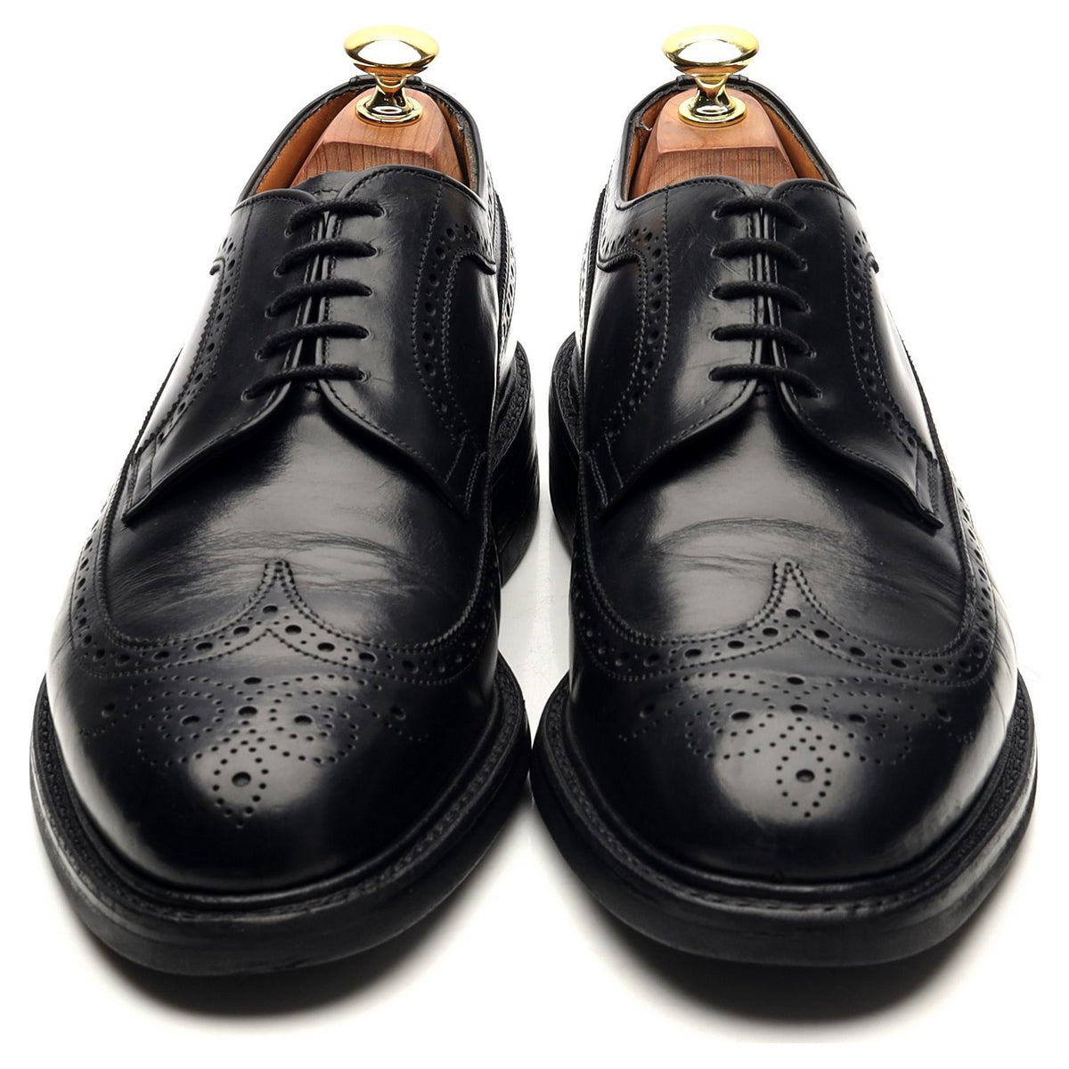 &#39;Romney&#39; Black Leather Derby Brogues UK 8 F