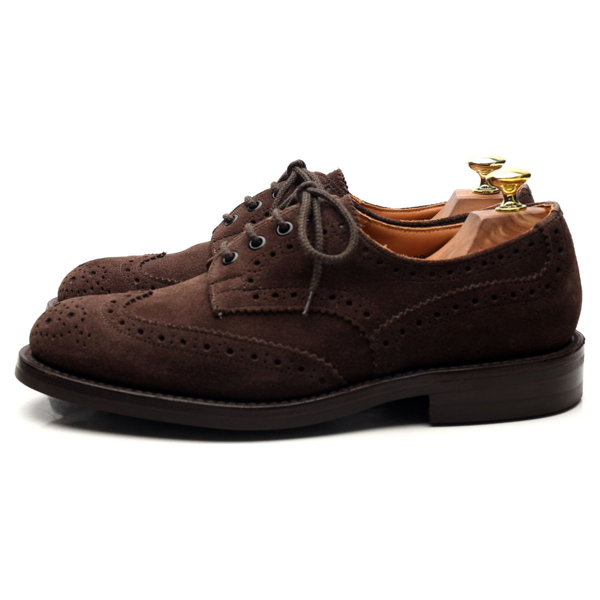 &#39;M7146&#39; Dark Brown Suede Derby Brogues UK 7.5