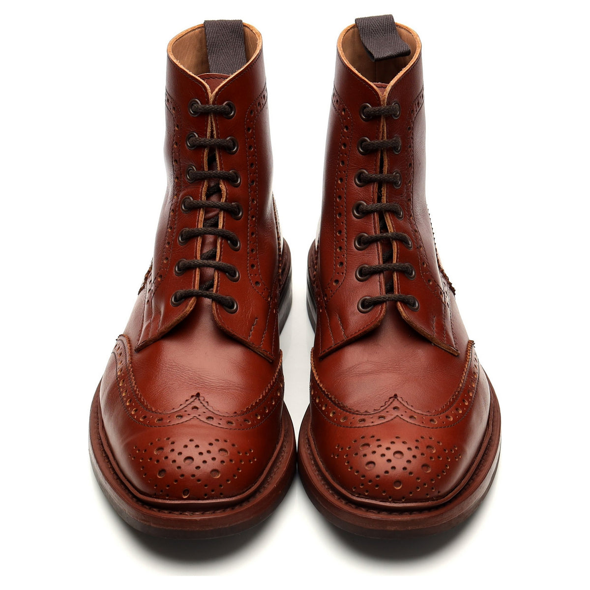 &#39;Stow&#39; Brown Leather Brogue Boots UK 8.5