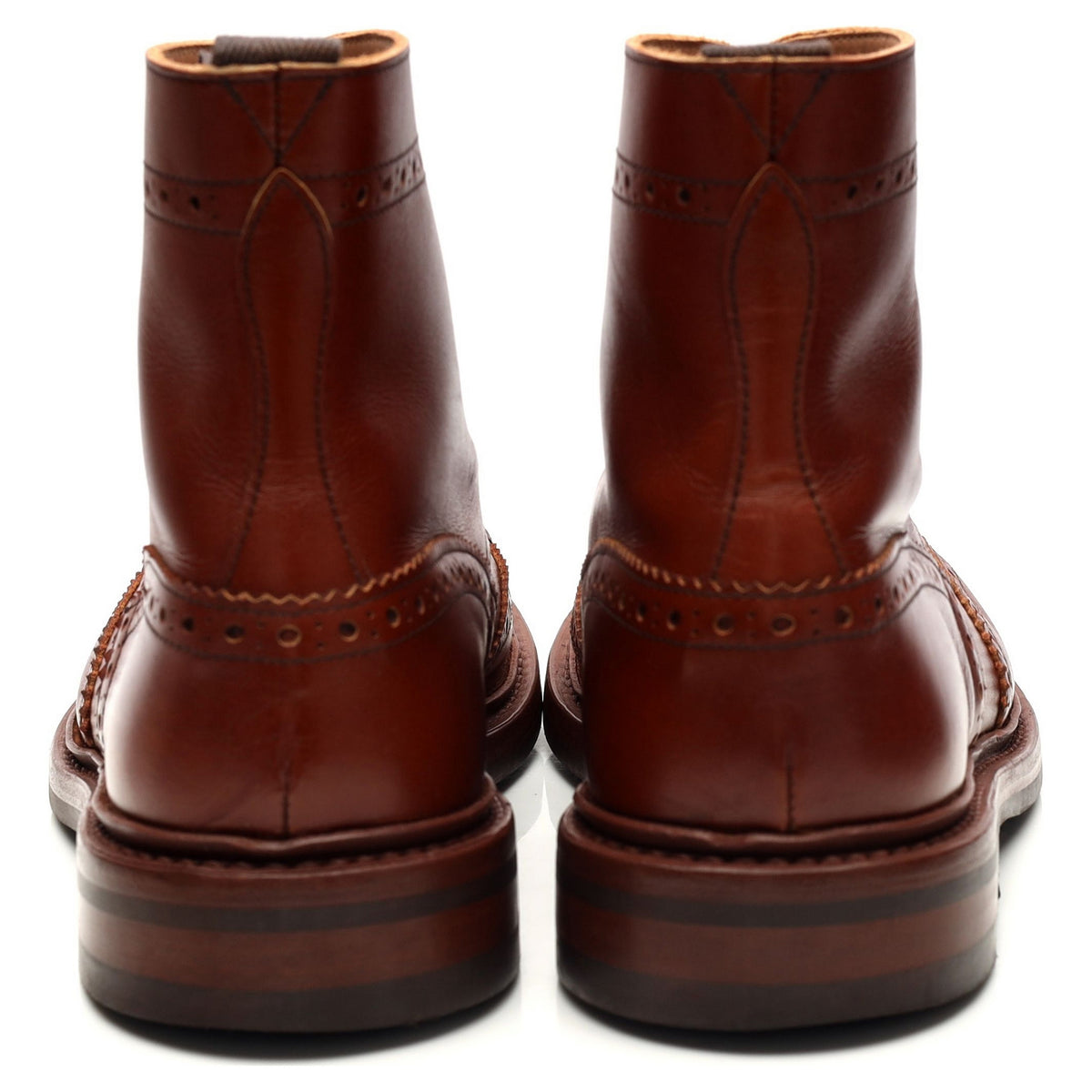 &#39;Stow&#39; Brown Leather Brogue Boots UK 8.5
