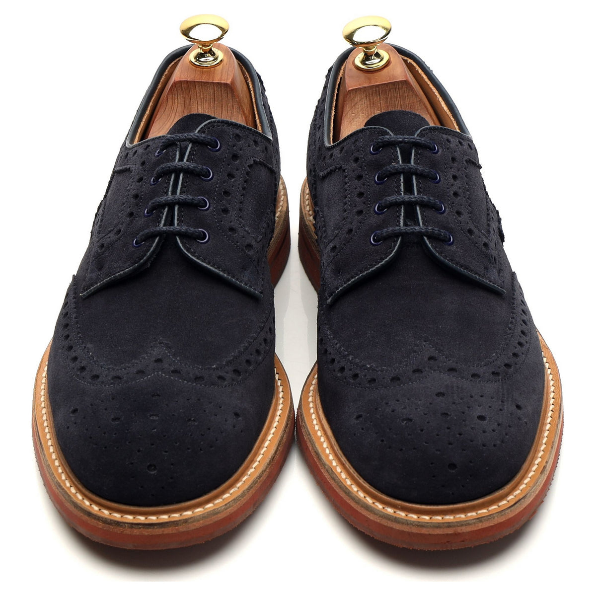 &#39;Orby&#39; Navy Blue Suede Derby Brogues UK 8 G