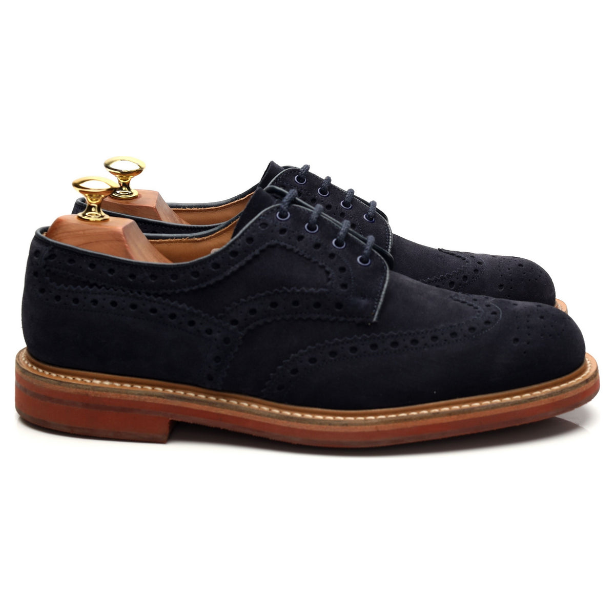 &#39;Orby&#39; Navy Blue Suede Derby Brogues UK 8 G