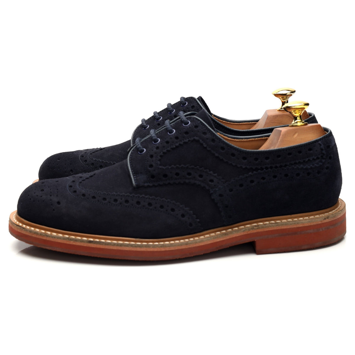 &#39;Orby&#39; Navy Blue Suede Derby Brogues UK 8 G