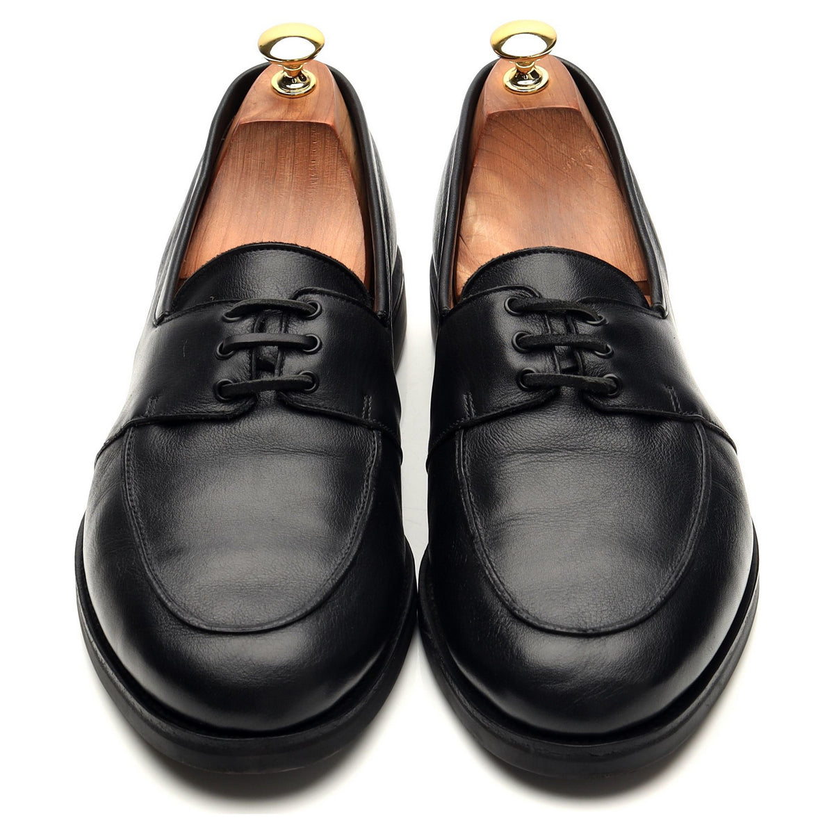 &#39;Penzance&#39; Black Leather Boat Shoes UK 10 E