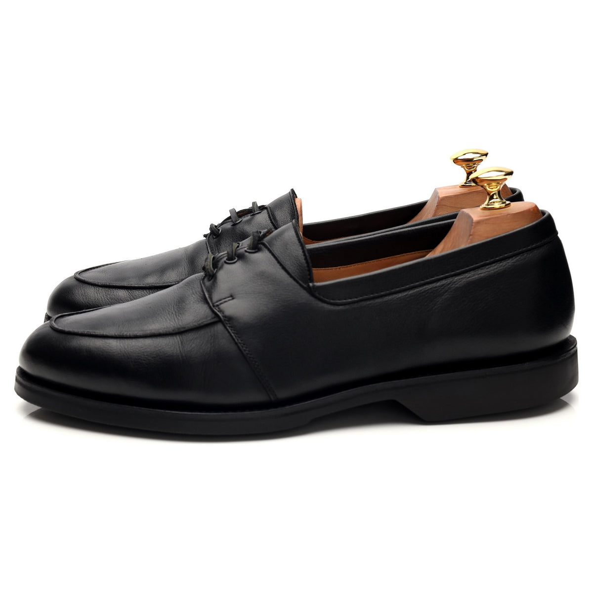 &#39;Penzance&#39; Black Leather Boat Shoes UK 10 E