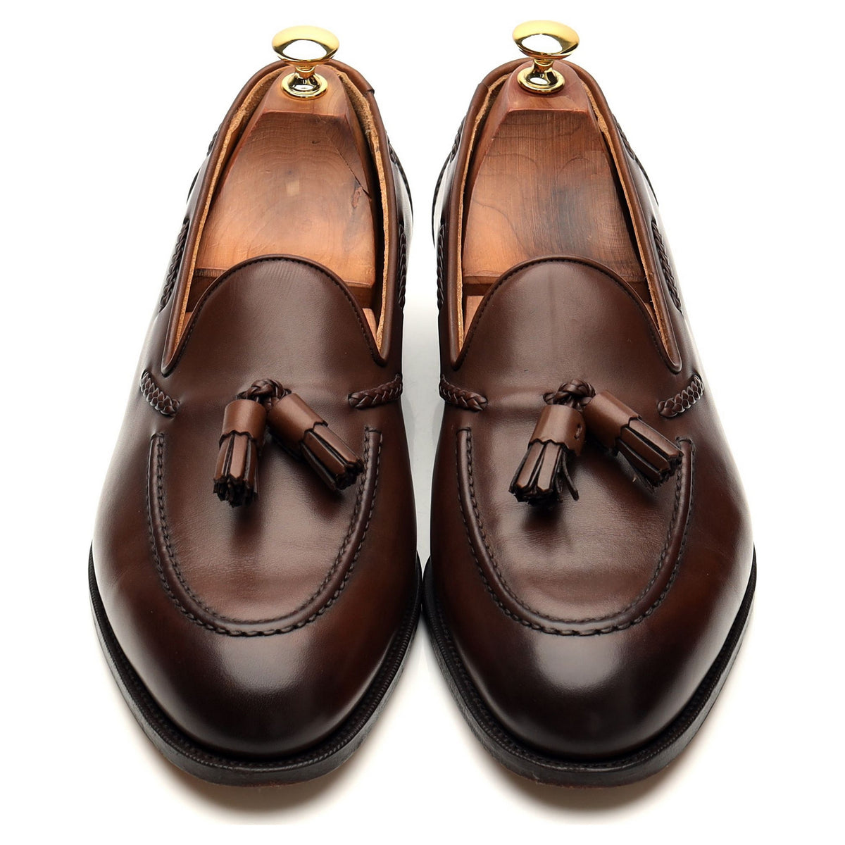 &#39;Belgravia&#39; Brown Leather Tassel Loafers UK 10 E