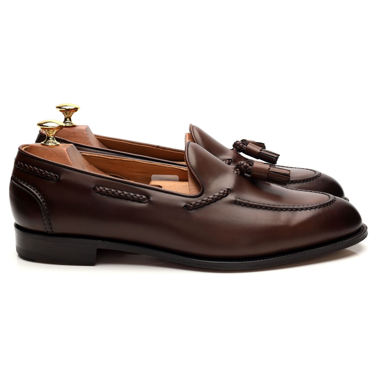 &#39;Belgravia&#39; Brown Leather Tassel Loafers UK 10 E