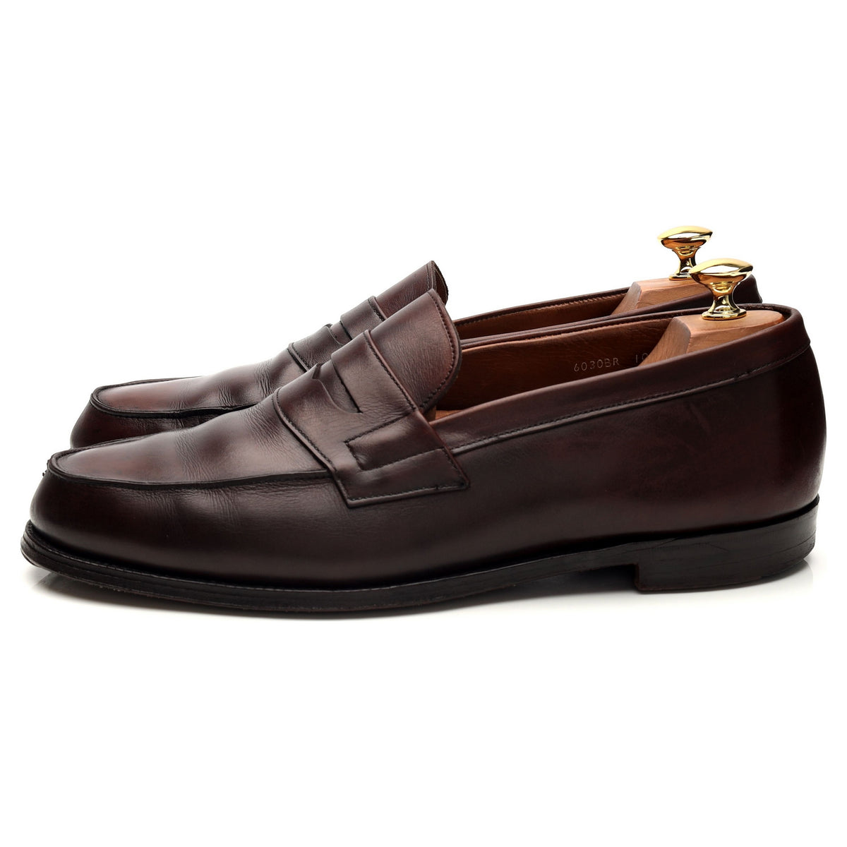 &#39;6030BR&#39; Dark Brown Leather Loafers UK 10