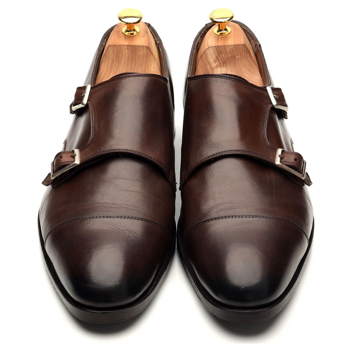 &#39;Ramsey&#39; Dark Brown Leather Double Monk Strap UK 12 F