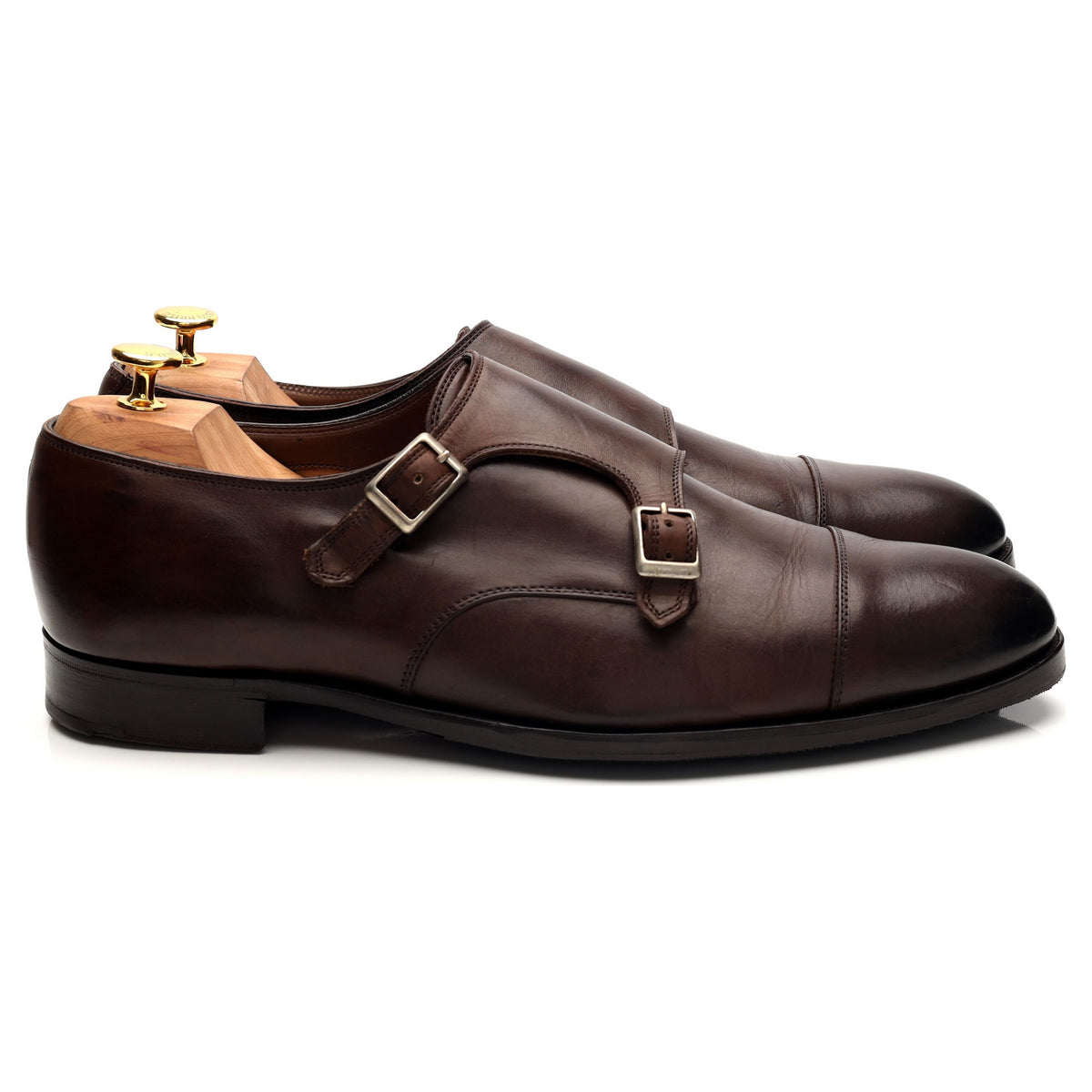 &#39;Ramsey&#39; Dark Brown Leather Double Monk Strap UK 12 F