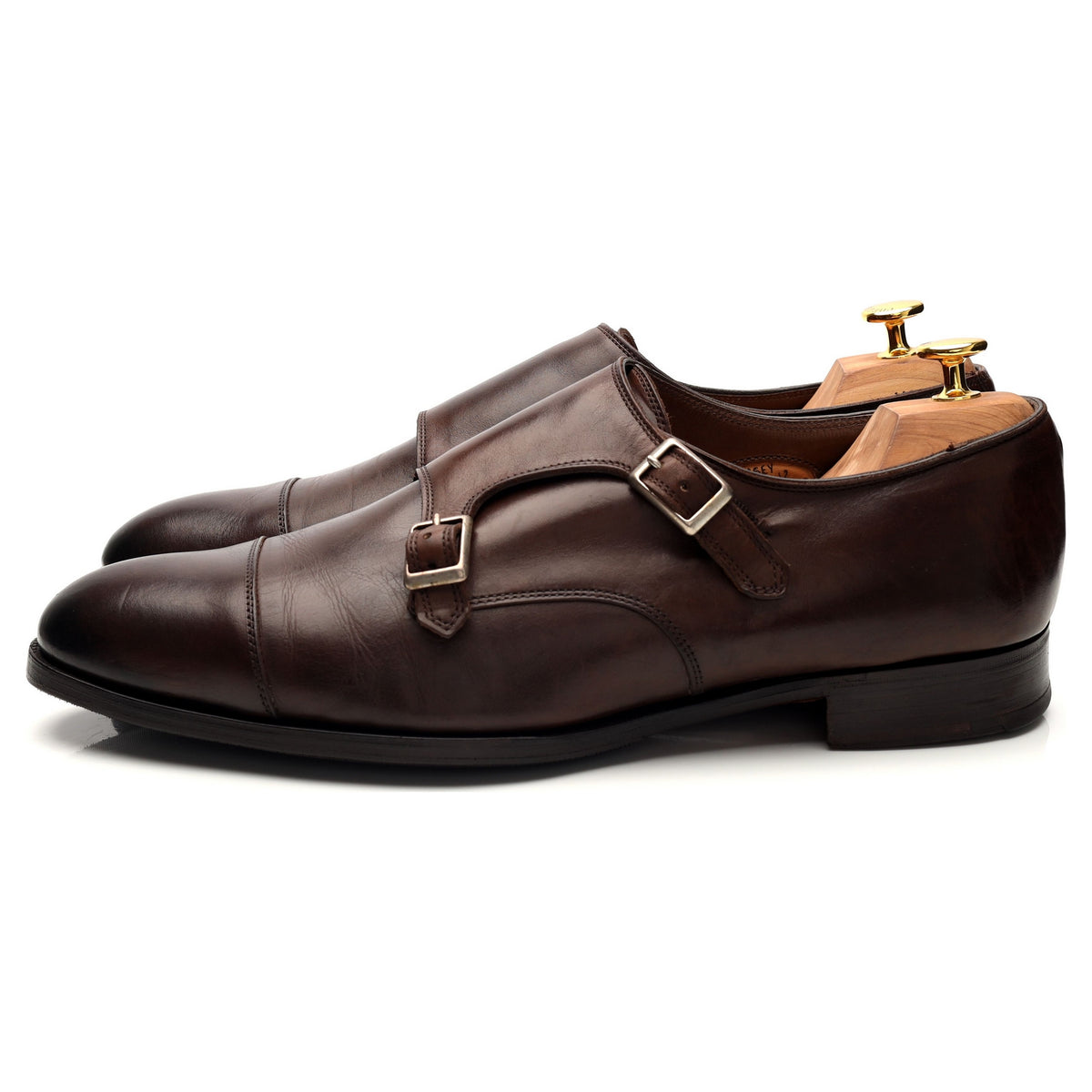 &#39;Ramsey&#39; Dark Brown Leather Double Monk Strap UK 12 F