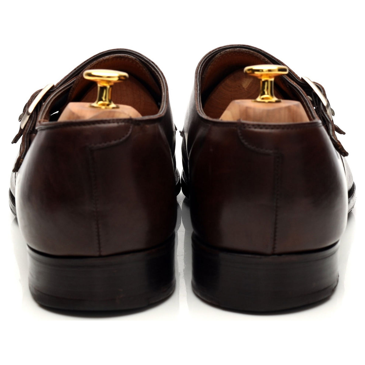 &#39;Ramsey&#39; Dark Brown Leather Double Monk Strap UK 12 F